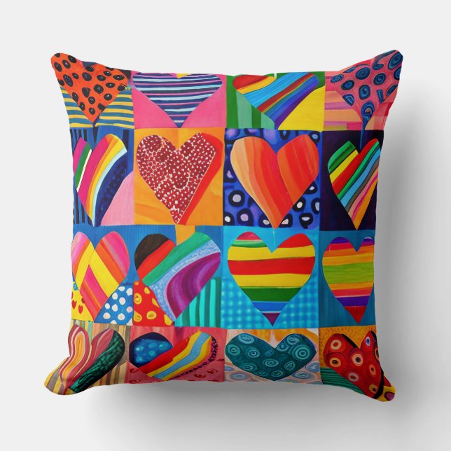 Vibrant multi heart cushion (Front)