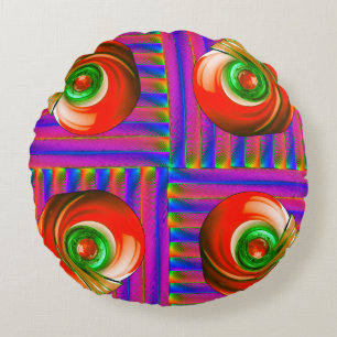 Vibrant Multicolor Abstract Round Throw Pillow