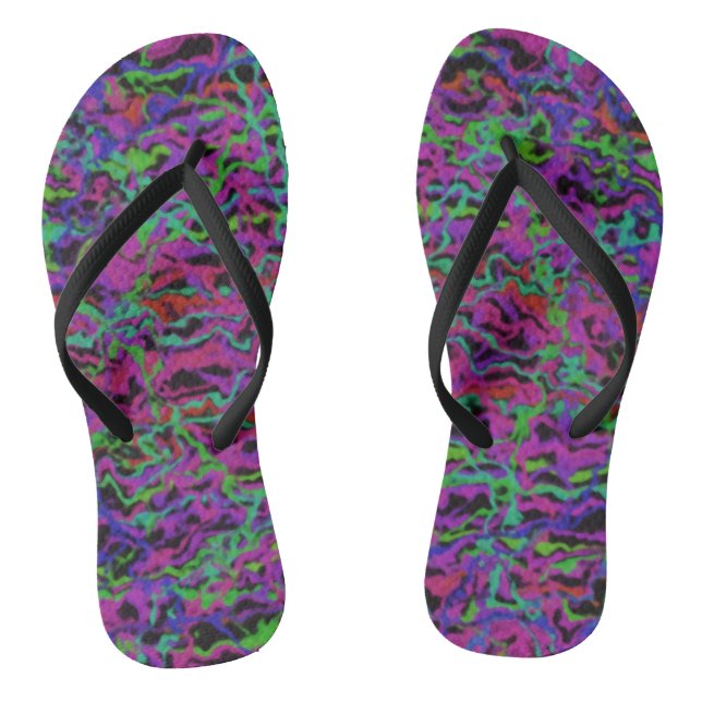 Vibrant Multicolor Abstract Texture Thongs (Footbed)