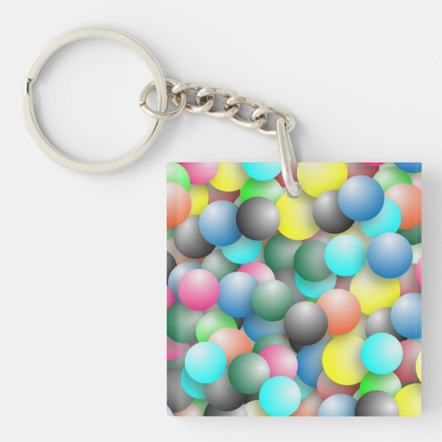 Vibrant Multicolor Balloon Party Banner-20837 Key Ring (Front)