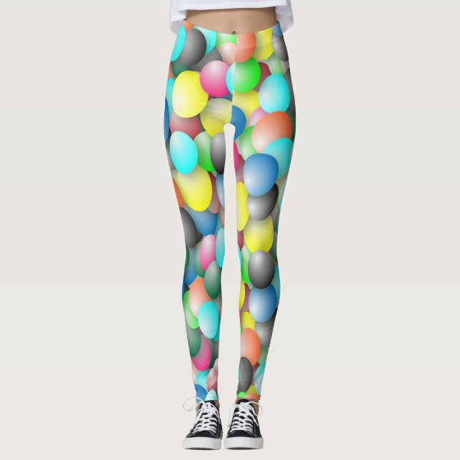Vibrant Multicolor Balloon Party Banner-20837 Leggings (Front)