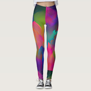 Vibrant multicolor beautiful purple yellow fuchsia leggings