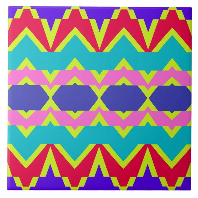 Vibrant multicolor classic pattern  ceramic tile (Front)