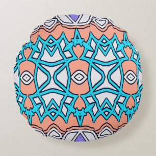 Vibrant multicolor fabric pattern design ro round cushion