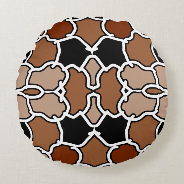 Vibrant multicolor fabric pattern design ro round cushion (Front)