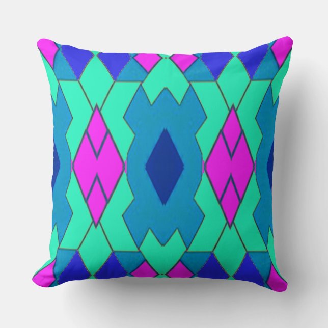 Vibrant multicolor geometric pattern design  cushion (Front)