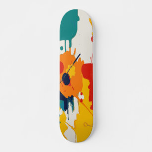 Vibrant Multicolor Paint Splatter Abstract Design Skateboard