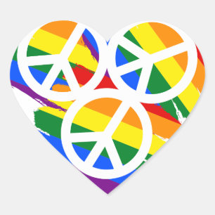 Vibrant Multicolor Peace Sign - Rainbow Design Heart Sticker