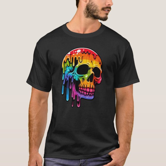 Vibrant Multicolor Skull T-Shirt (Front)