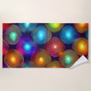 Vibrant Multicolored Abstract Spiral Art Beach Towel