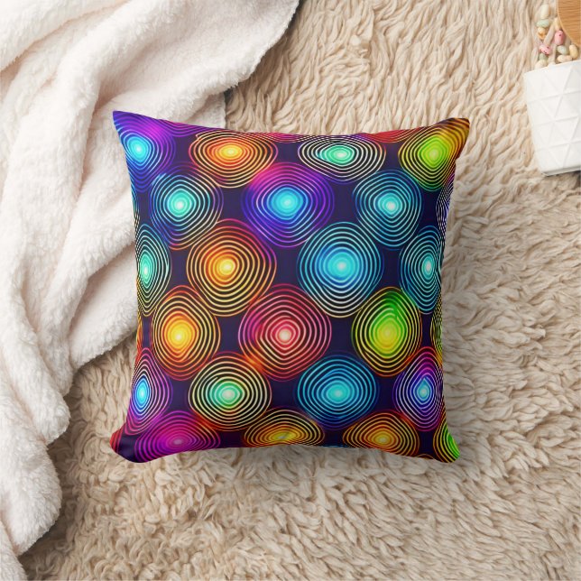 Vibrant Multicolored Abstract Spiral Art Cushion (Blanket)