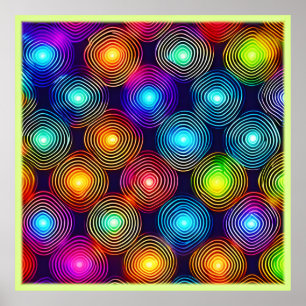 Vibrant Multicolored Abstract Spiral Art Poster