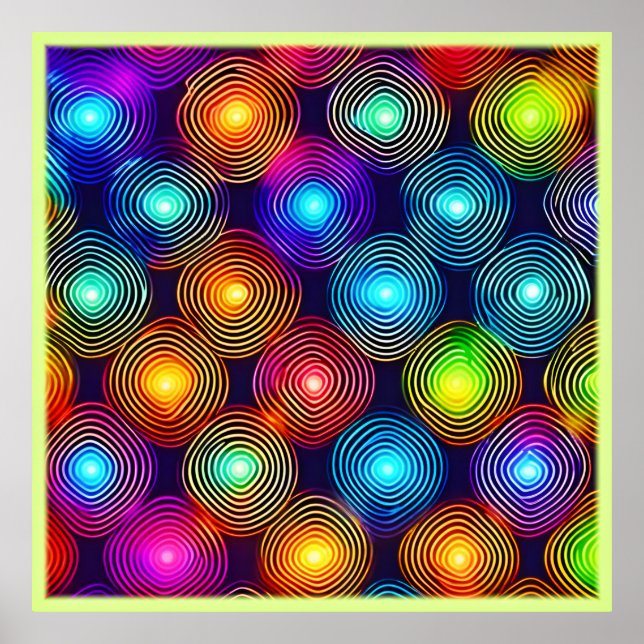 Vibrant Multicolored Abstract Spiral Art Poster (Front)