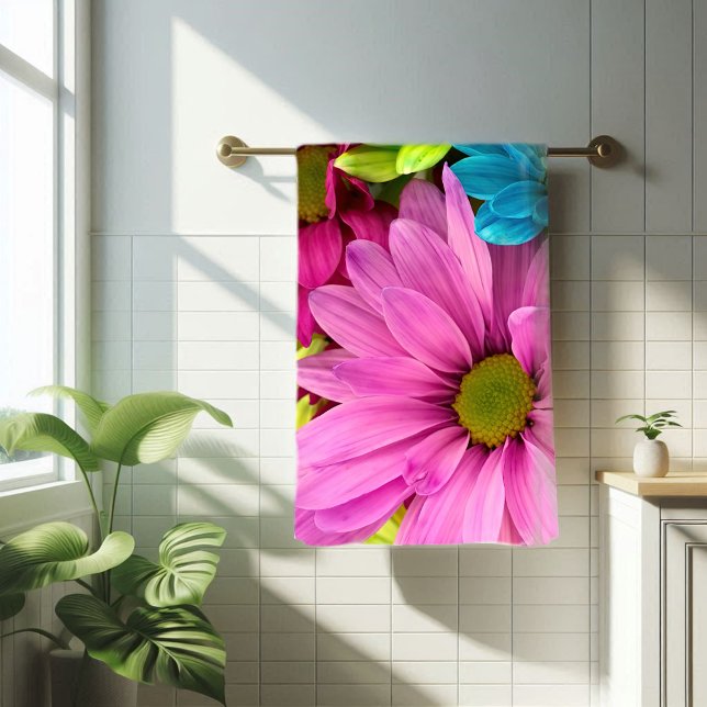 Vibrant Multicolored Daisy Floral Bath Towel (Creator Uploaded)