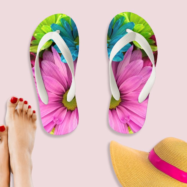 Vibrant Multicolored Daisy Floral Kid's Thongs (Creator Uploaded)