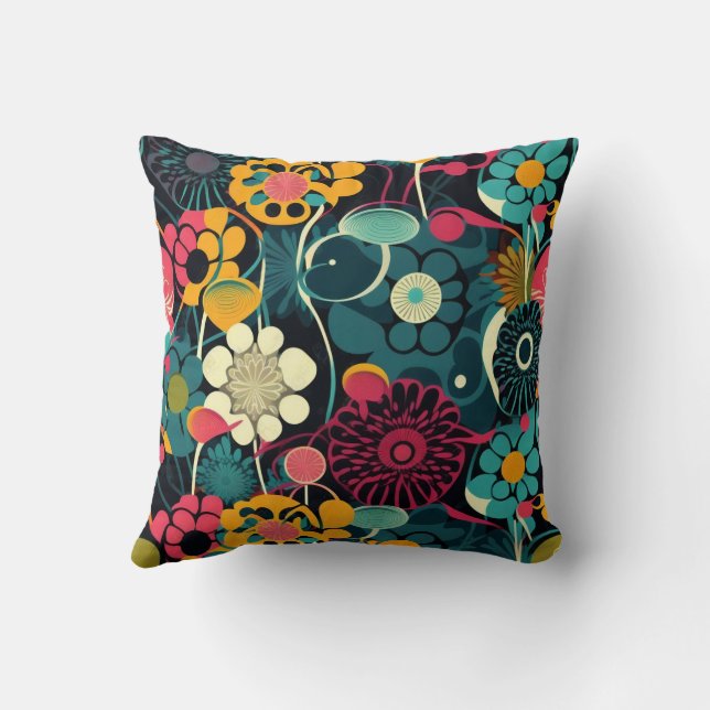 Vibrant Multicolored Flowers Cushion (Back)