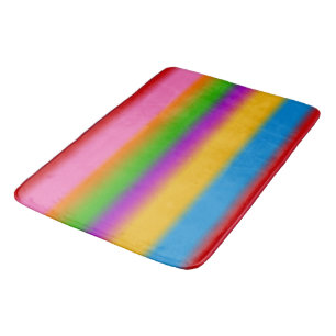 Vibrant Multicolour Rainbow Gradient Stripes Bath Mat