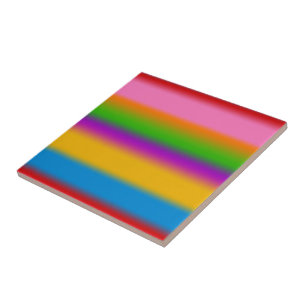 Vibrant Multicolour Rainbow Gradient Stripes  Ceramic Tile