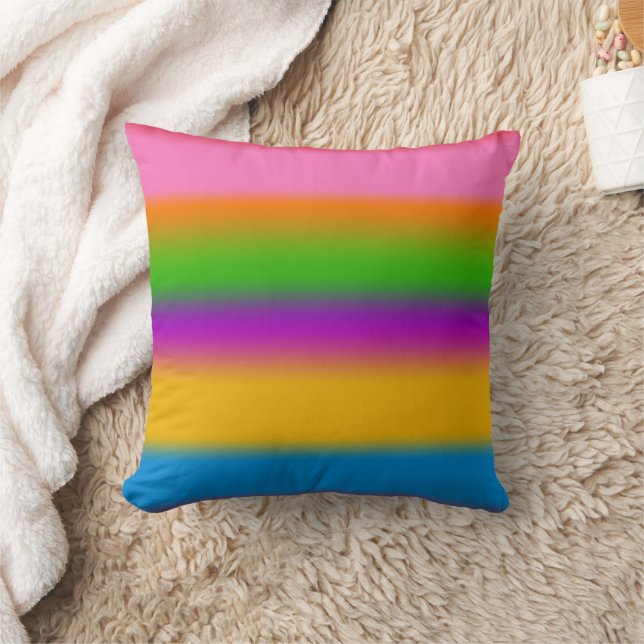 Vibrant Multicolour Rainbow Gradient Stripes  Cushion (Blanket)