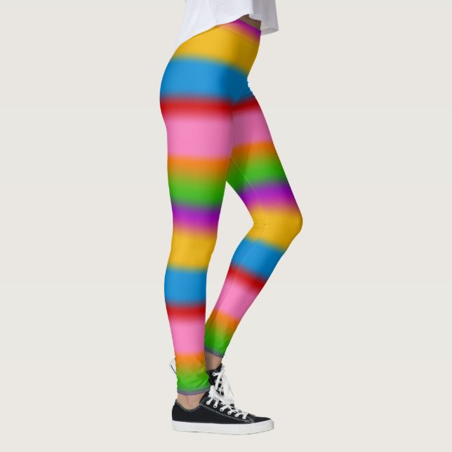 Vibrant Multicolour Rainbow Gradient Stripes  Leggings (Right)