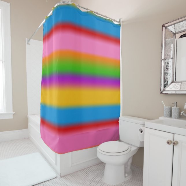 Vibrant Multicolour Rainbow Gradient Stripes  Shower Curtain (In Situ)