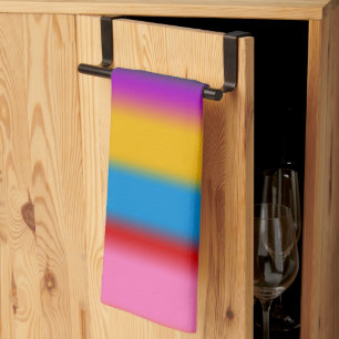 Vibrant Multicolour Rainbow Gradient Stripes  Tea Towel