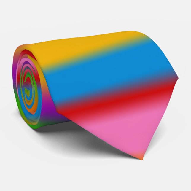 Vibrant Multicolour Rainbow Gradient Stripes  Tie (Rolled)