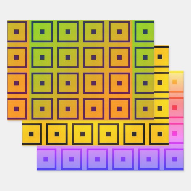 Vibrant  multicoWrapping Paper Flat Sheet Set of 3 (Set)