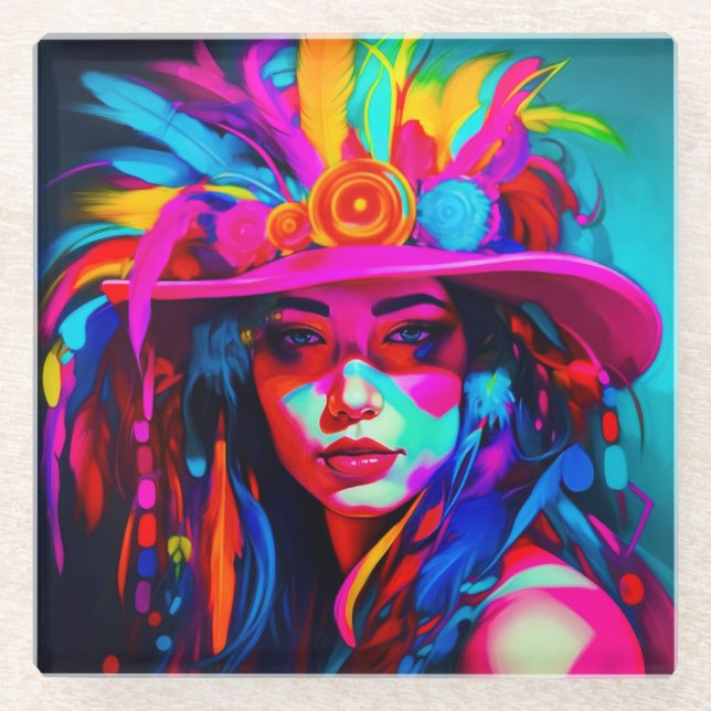 Vibrant Muse Glass Coaster (Front)