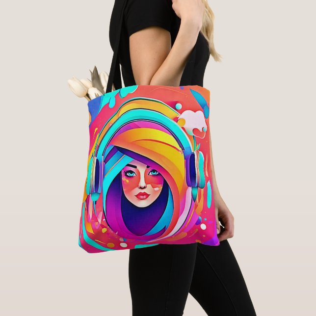 Vibrant Music Flow Tote Bag (Close Up)