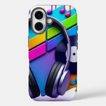 Vibrant Music Vibes Phone Case - Headphones & Viny