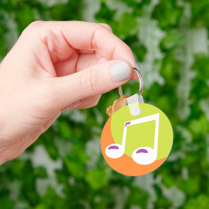Vibrant Musical Note Double Eighth Key Ring