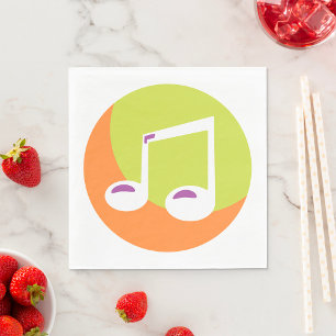 Vibrant Musical Note Double Eighth Napkin