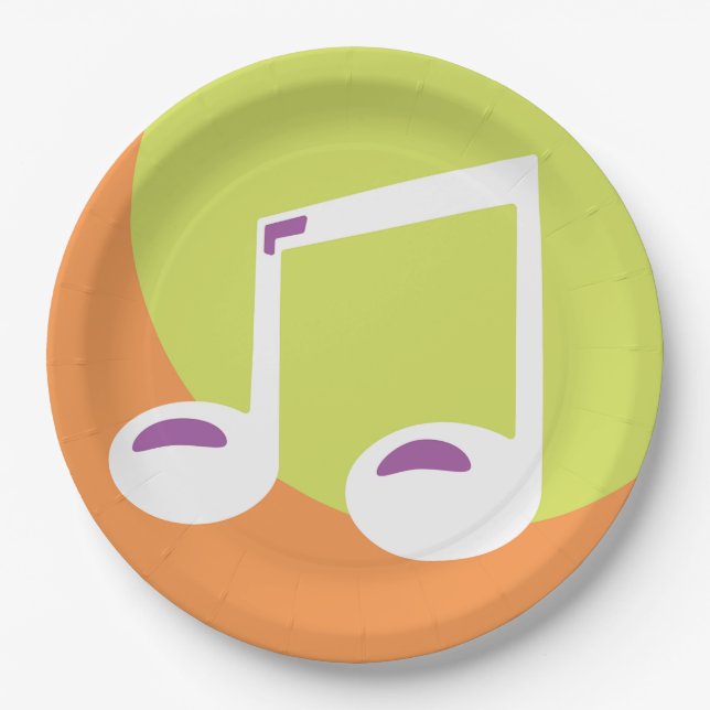 Vibrant Musical Note Double Eighth Paper Plate (Front)