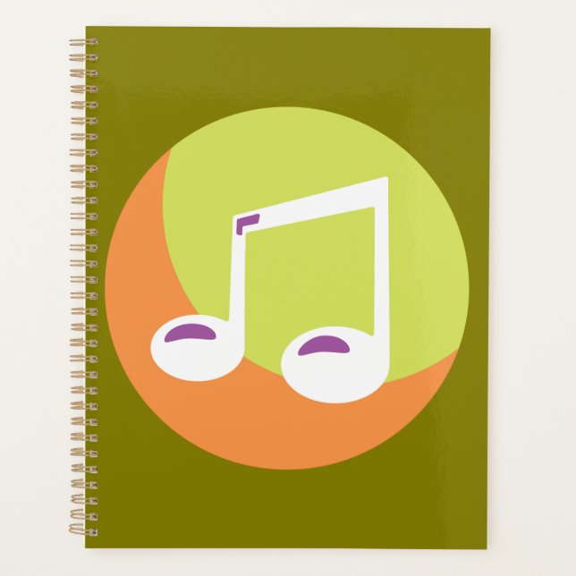 Vibrant Musical Note Double Eighth Planner (Front)