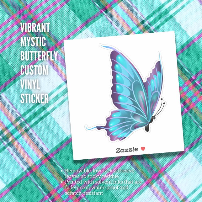 Vibrant Mystic Butterfly Custom Vinyl Sticker  (Blue Butterfly Decorative Custom Vinyl Sticker)