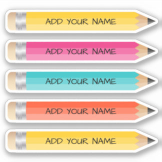 Vibrant Name Pencil Sticker Custom-Cut Vinyl