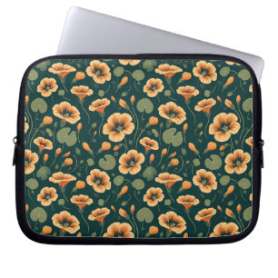 Vibrant Nasturtium Floral Pattern Laptop Sleeve