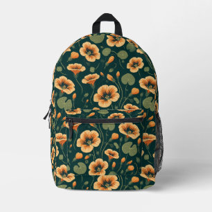 Vibrant Nasturtium Floral Pattern Printed Backpack