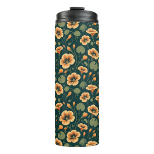 Vibrant Nasturtium Floral Pattern Thermal Tumbler