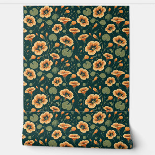 Vibrant Nasturtium Floral Pattern Wallpaper