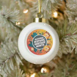 Vibrant National Hispanic Heritage Month Ceramic Ball Christmas Ornament