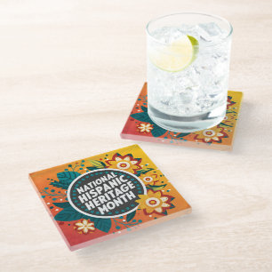 Vibrant National Hispanic Heritage Month Glass Coaster