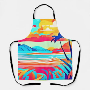 Vibrant Nature Cartoon Art Apron