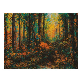 Vibrant Nature Forest Landscape Digital Download Poster
