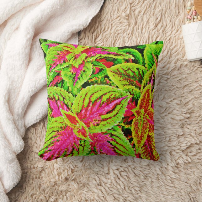 Vibrant Nature Leaves Pattern Cushion (Blanket)