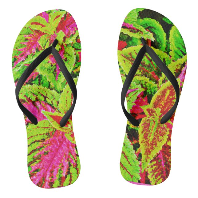 Vibrant Nature Leaves Pattern Thongs (Footbed)