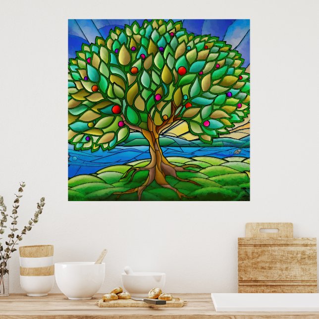 Vibrant Nature Tree of Life Decorative Poster (Kitchen)