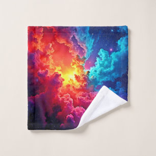 Vibrant Nebula Art: Cosmic Color Art Bath Towel Set