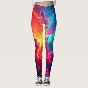 Vibrant Nebula Art: Cosmic Color Art Leggings